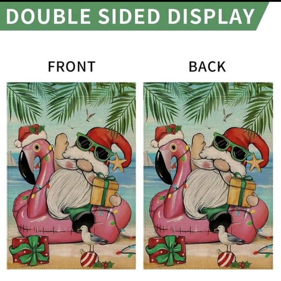 2/$12 - Flamingo Floaty Santa Garden Flag - Picture 4 of 7